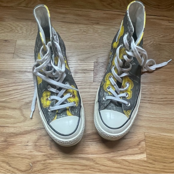 Converse chuck Taylor high top, platform, yellow flowers / green, 7.5 Wc5.5 M - Picture 5 of 5